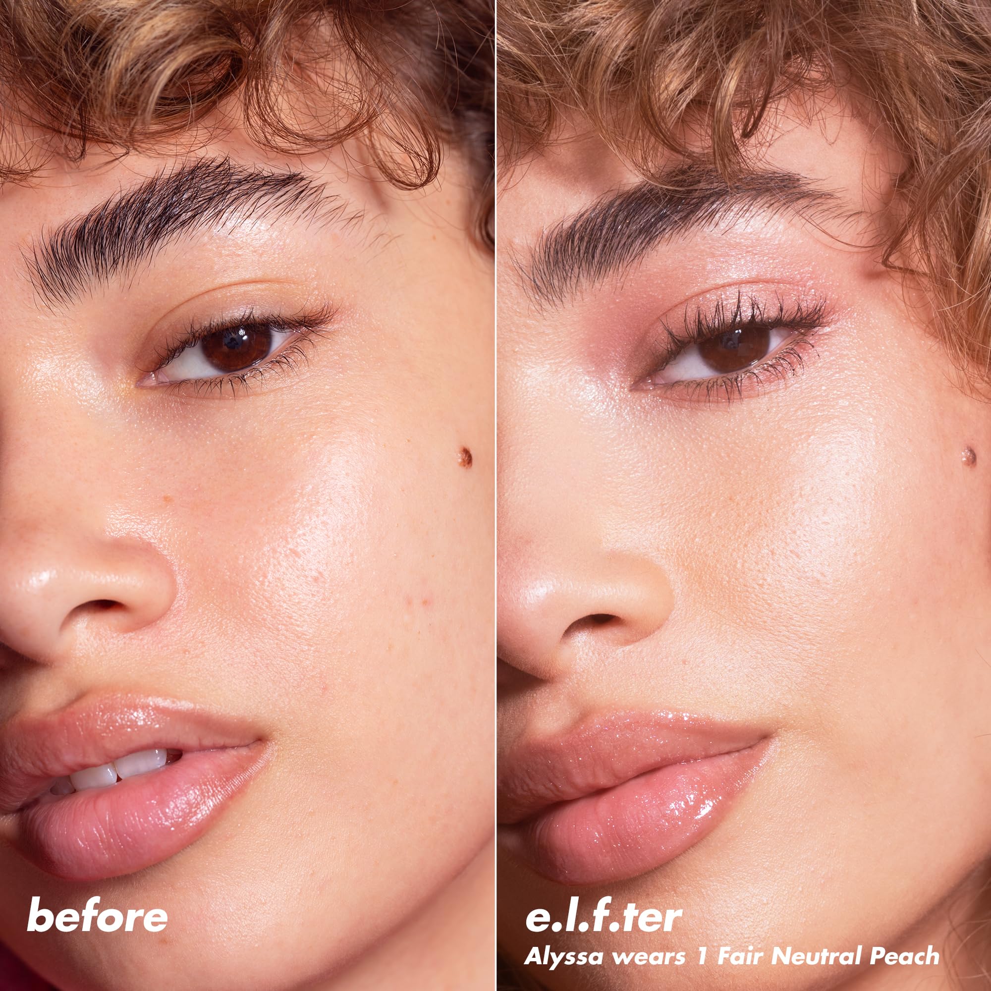 e.l.f. Halo Glow Powder Filter satin finish on the T-zone reduces shine.