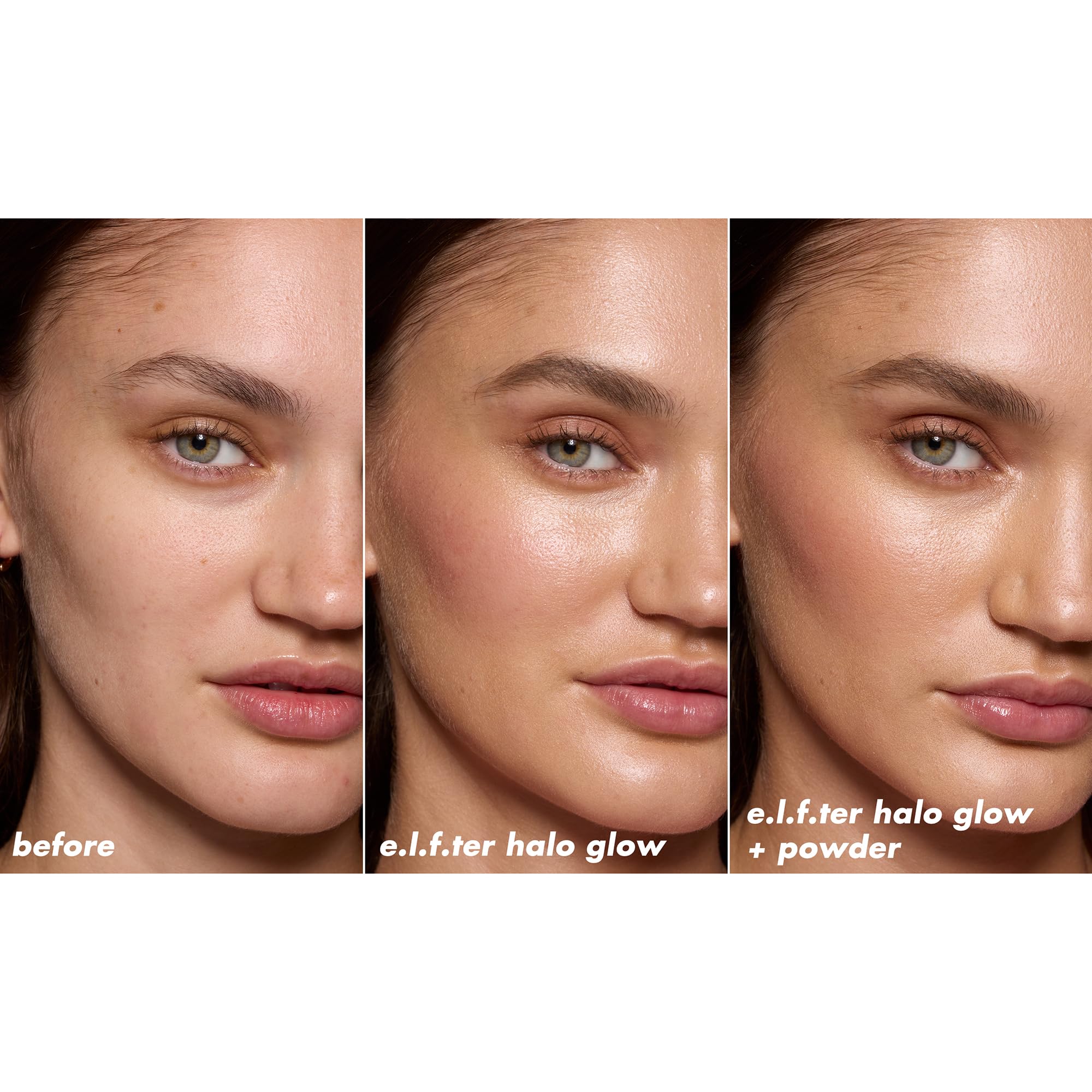 e.l.f. Halo Glow Powder Filter setting usage showing long-lasting wear possibility
