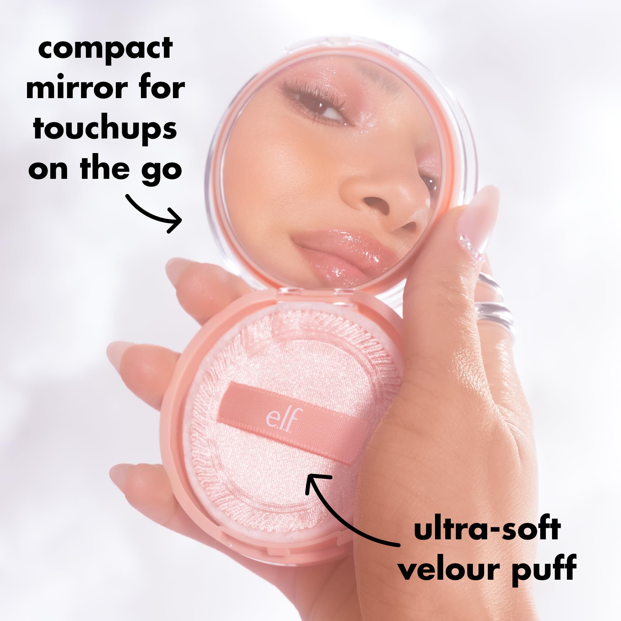 e.l.f. Halo Glow Powder Filter swirled on skin demonstrating oil control for glow