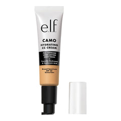 e.l.f. Hydrating Camo CC Cream bottle application for full coverage potential.