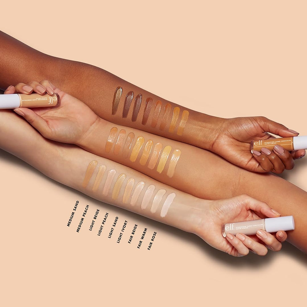 e.l.f. Hydrating Camo Concealer satin finish delivers long-lasting wear.