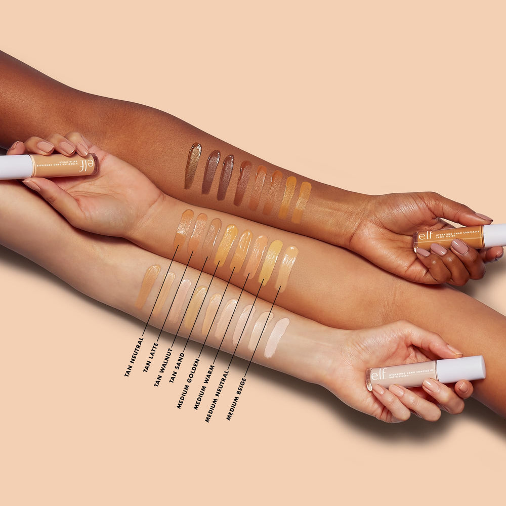 e.l.f. Hydrating Camo Concealer satin finish offers long-wear without creasing.