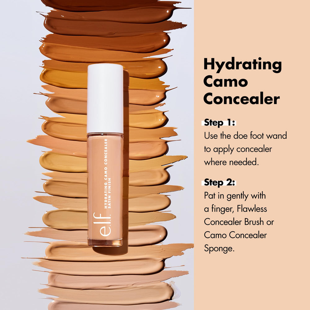 e.l.f. Hydrating Camo Concealer under-eye coverage demonstrates hydration and brightening.