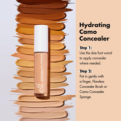e.l.f. Hydrating Camo Concealer under-eye coverage demonstrates hydration and brightening.