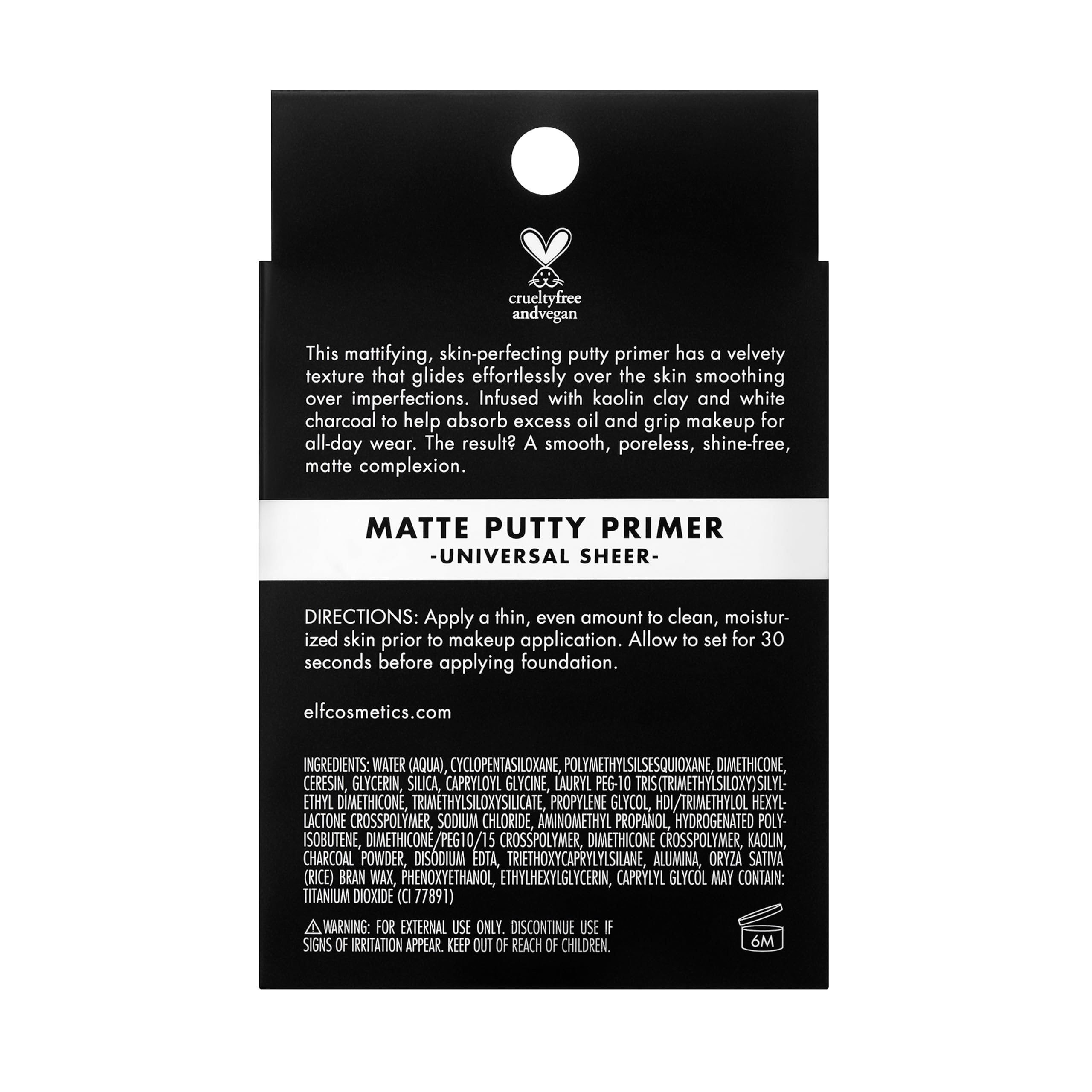 e.l.f. Matte Putty Primer on eyelids preps shadow for lasting color