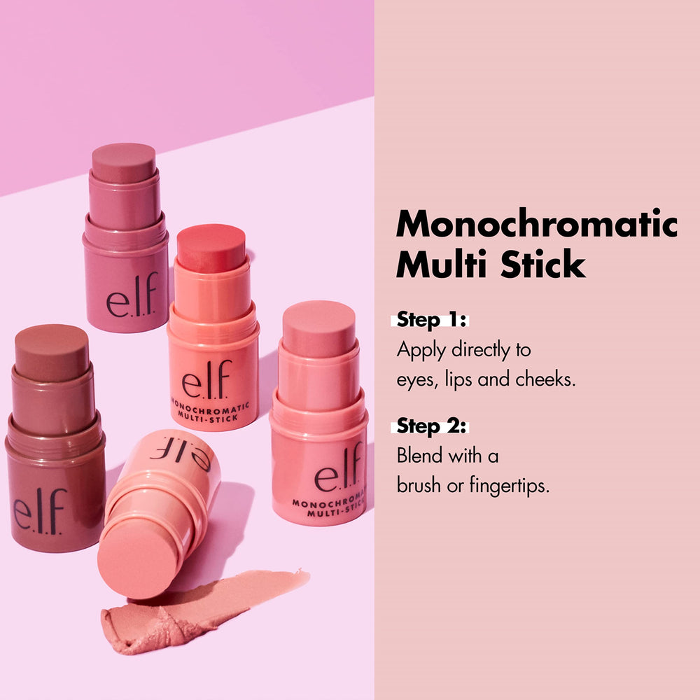 e.l.f. Monochromatic Multi Stick cheeks-blush delivers a natural, buildable flush
