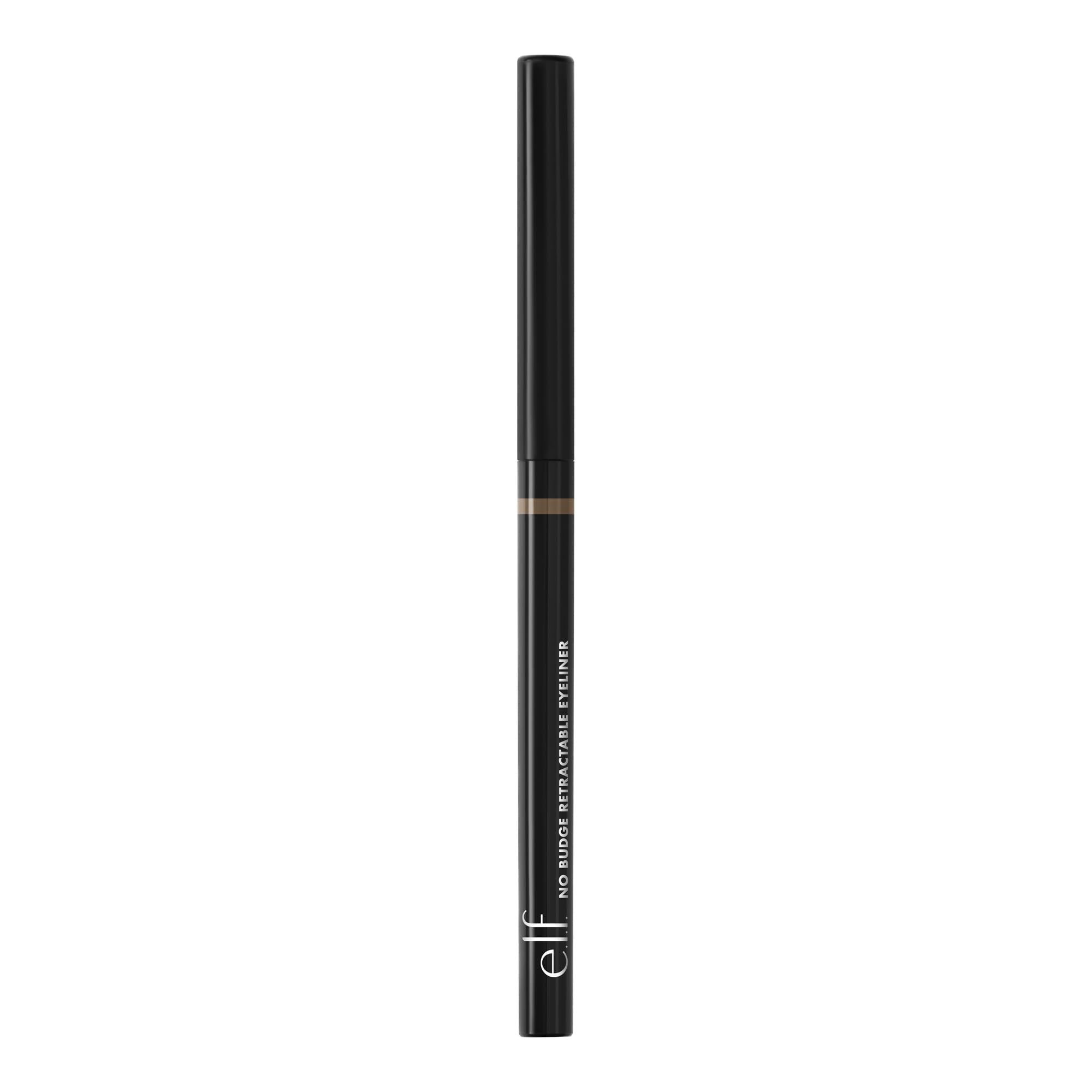 e.l.f. No Budge retractable eyeliner coffee base on lid for dramatic look.