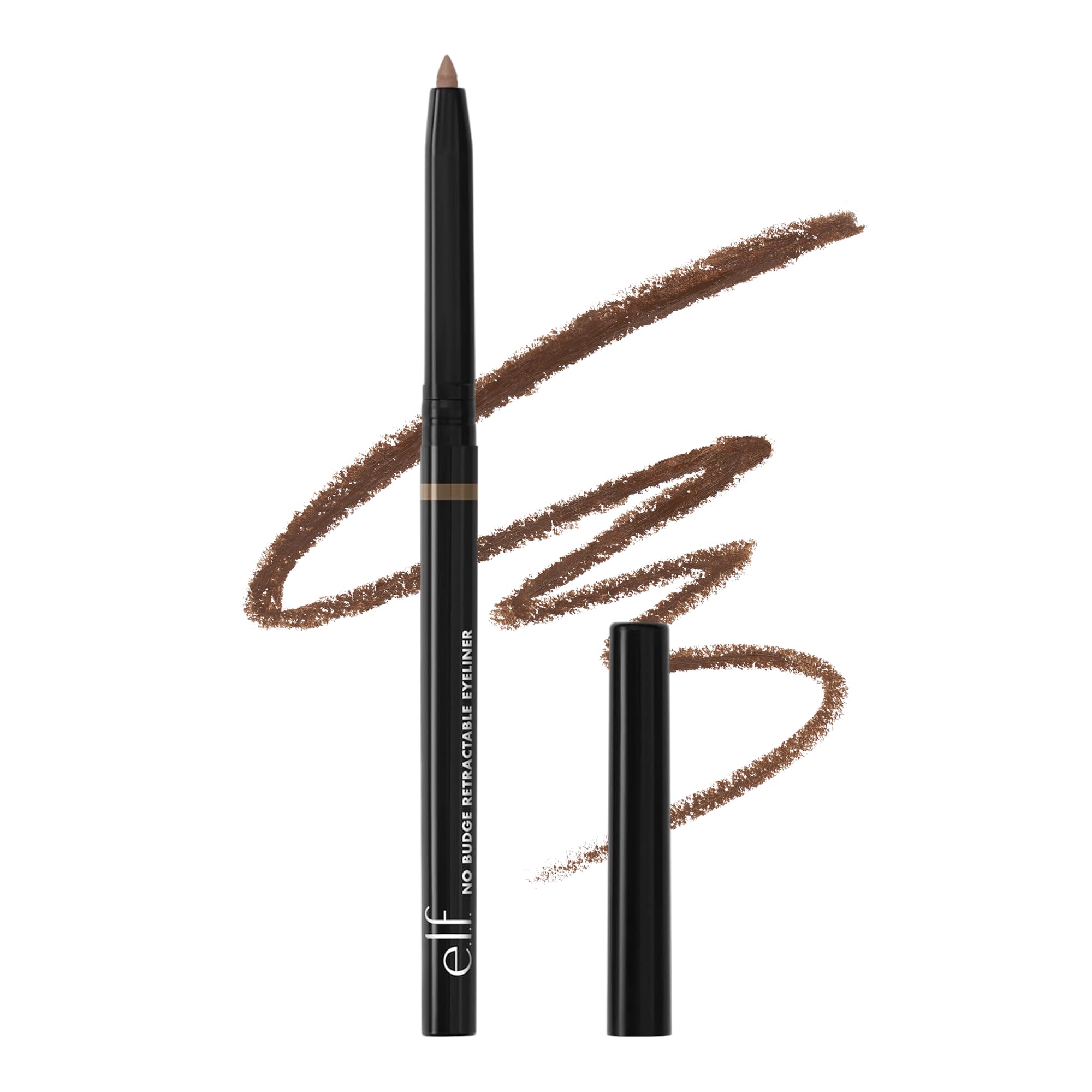 e.l.f. No Budge retractable eyeliner coffee pencil tip for precise definition.