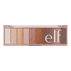 e.l.f. Perfect 10 palette applies smoothly on lids for quick, polished daytime looks.