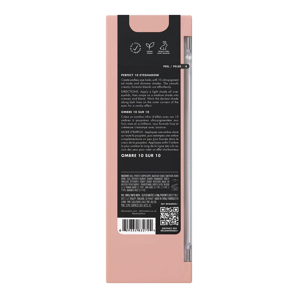 e.l.f. Perfect 10 packaging showcases vegan, cruelty-free promise.