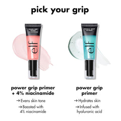 e.l.f. Power Grip Primer Mini translucent-finish image shows clear gel blending with any skin tone.