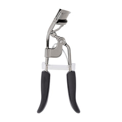 e.l.f. pro eyelash curler front view shows sleek stainless steel and precise curl