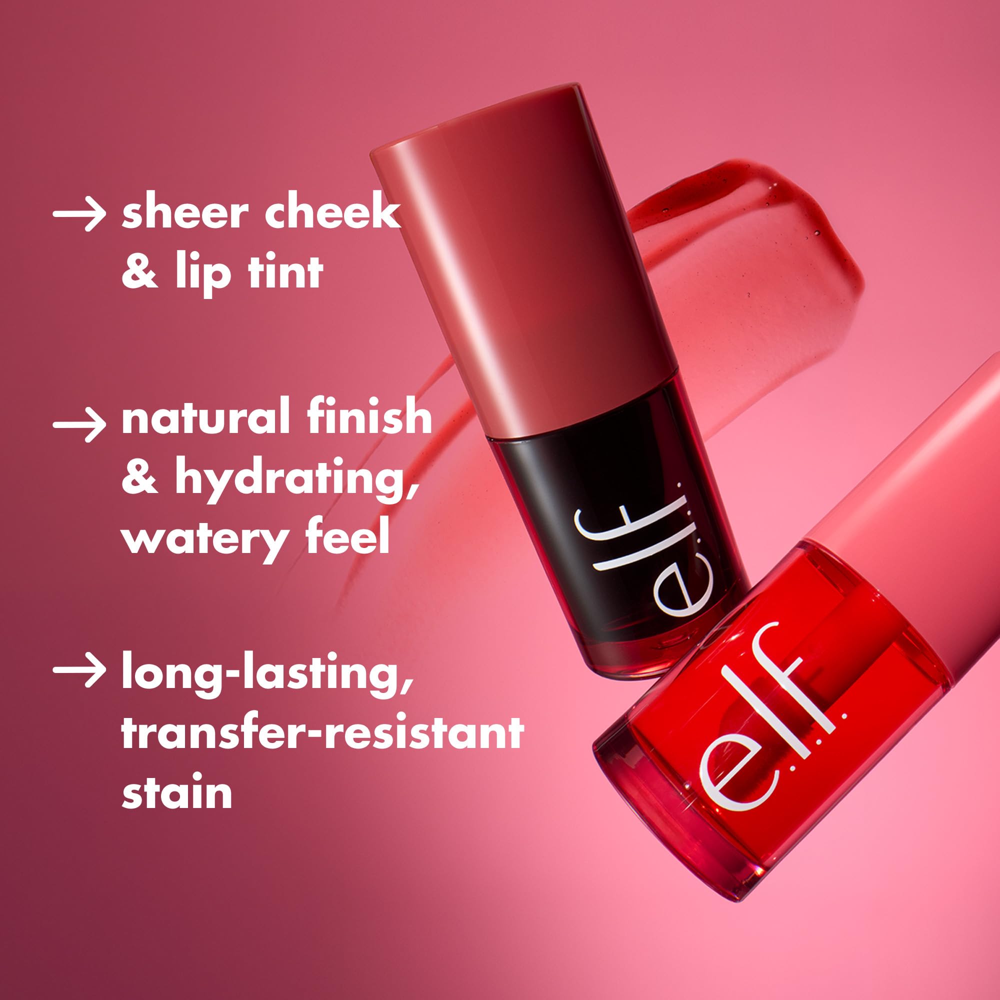e.l.f. Sheer For It Blush Tint lip-application close-up demonstrates blendable color.