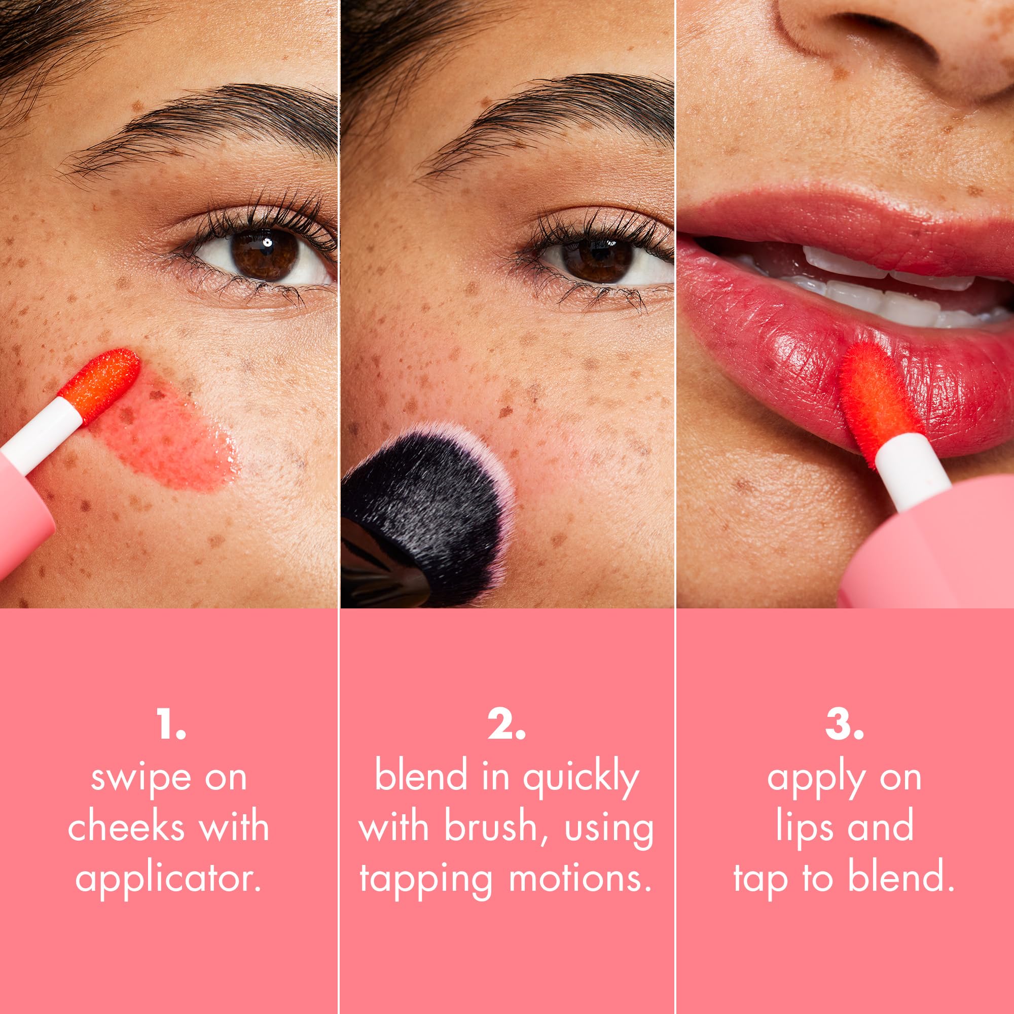 e.l.f. Sheer For It Blush Tint application on lips creates a seamless, blendable stain with natural finish.
