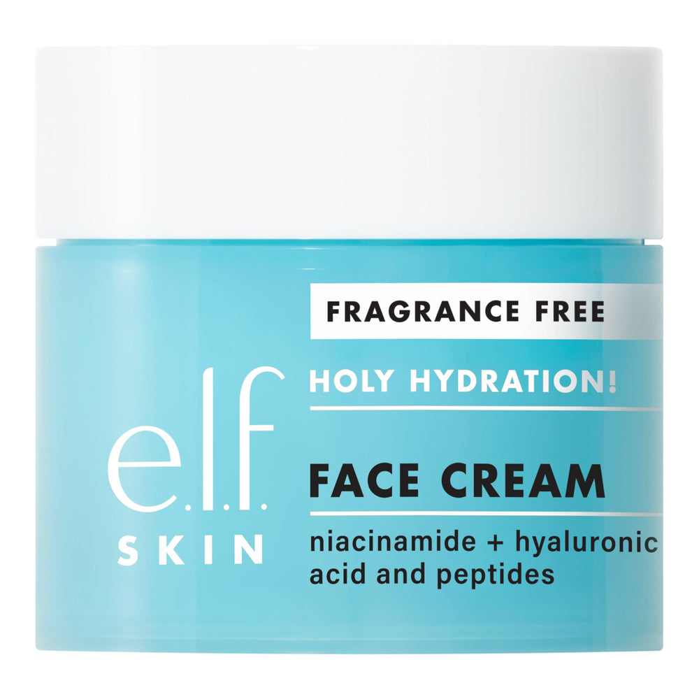 e.l.f. Skin Holy Hydration! packshot showing fragrance-free daily hydration for all skin types