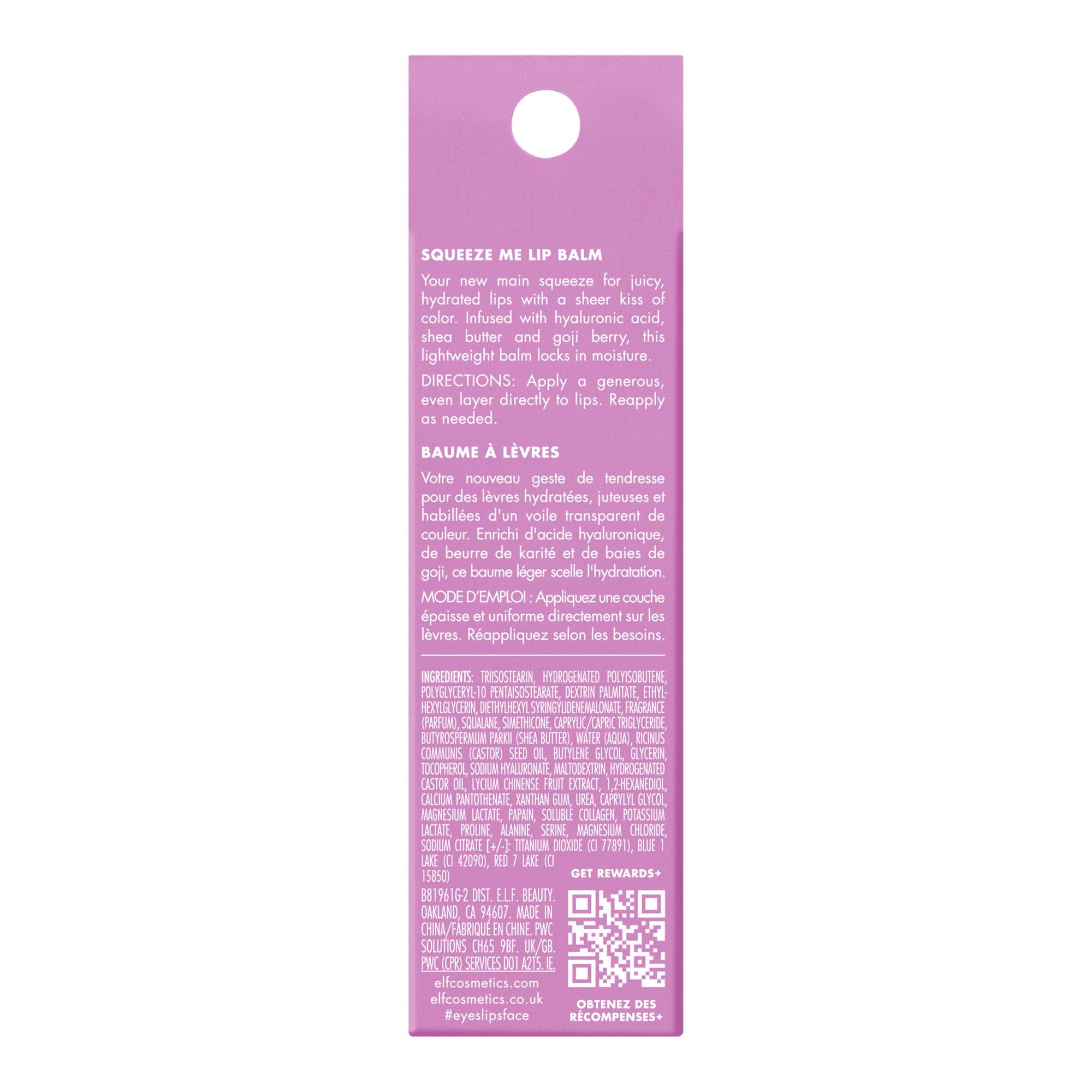 e.l.f. Squeeze Me Lip Balm rich tint on natural lips.