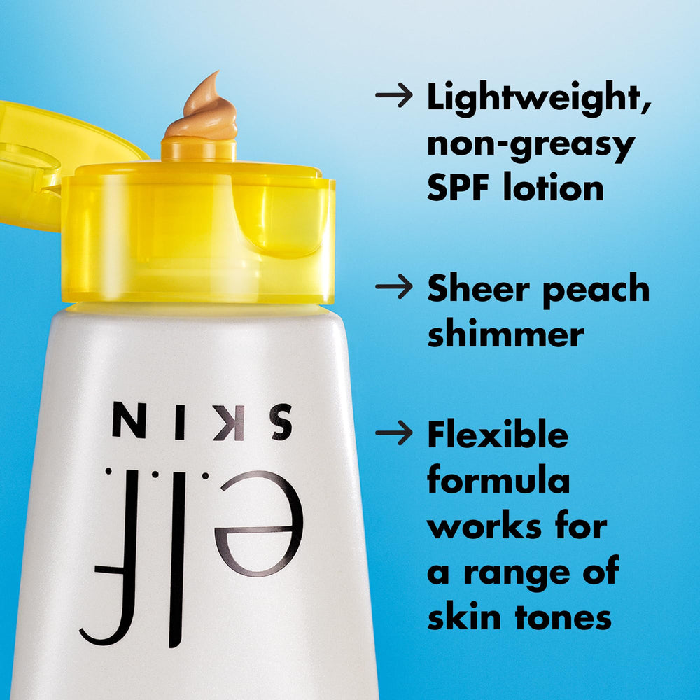 e.l.f. Suntouchable Whoa Glow SPF 30 vegan cruelty-free badge highlights ethical skincare.