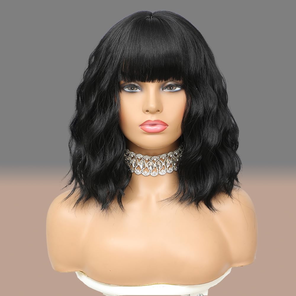 Elfairy black wig heat-resistant fibers for durable styling options