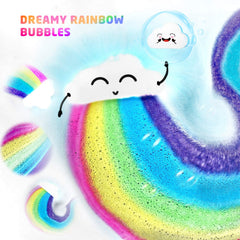 Elfinbay Rainbow Bath Bombs fizzing in water reveal surprise colors
