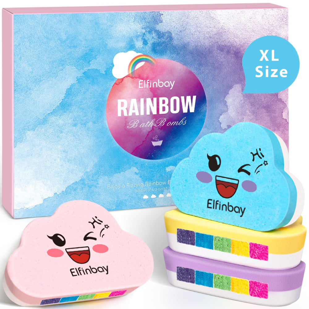 Elfinbay Rainbow Bath Bombs packaging shows gift-ready presentation