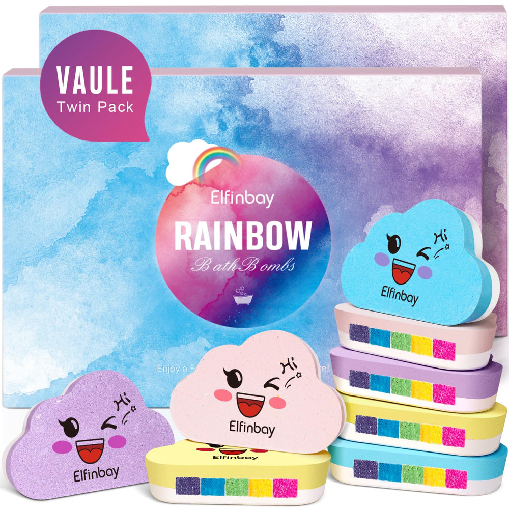 Elfinbay Rainbow Cloud Bath Bomb pack in outer packaging, perfect for gifting.