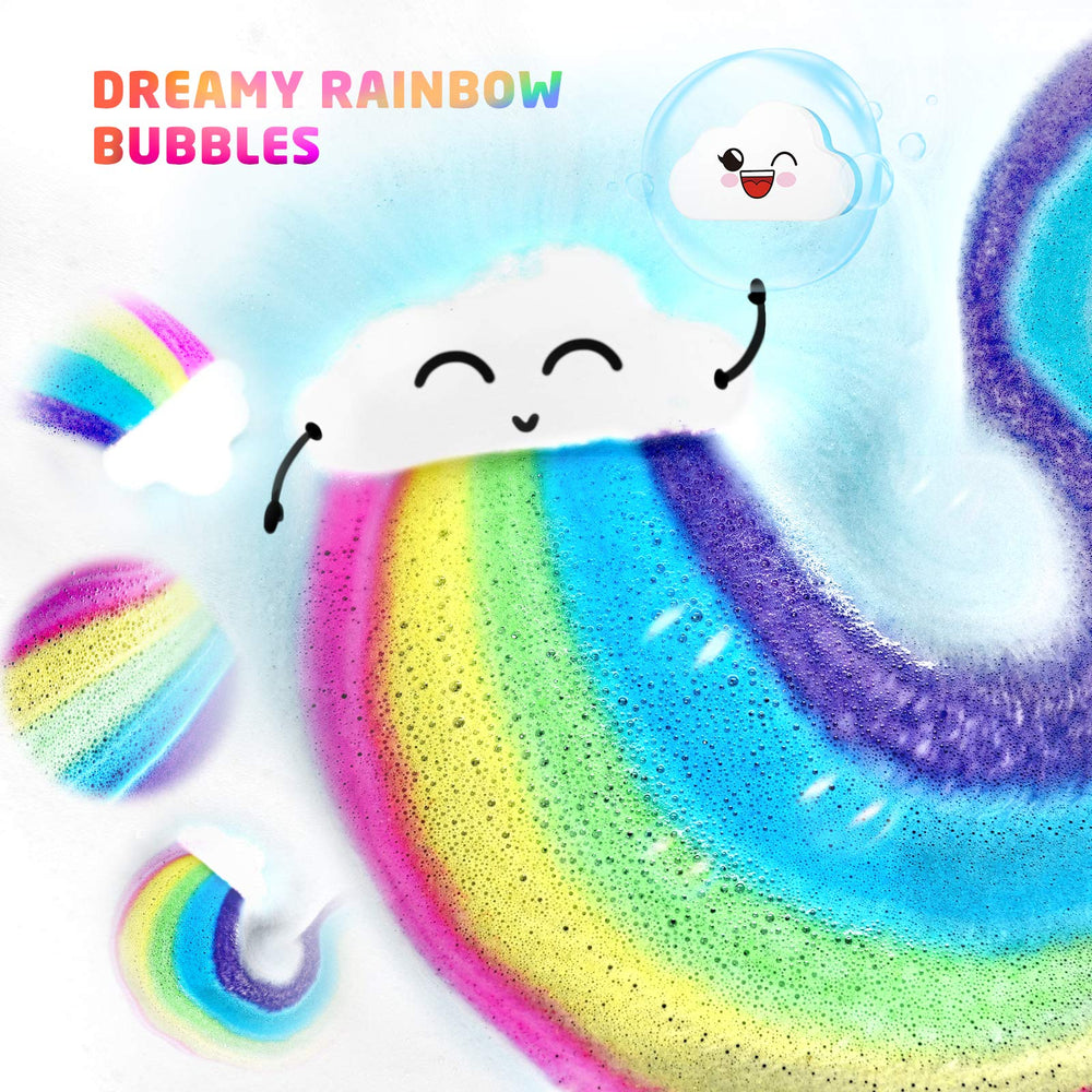 Elfinbay Rainbow Cloud Bath Bomb rainbow effect brightens bath time for imaginative play