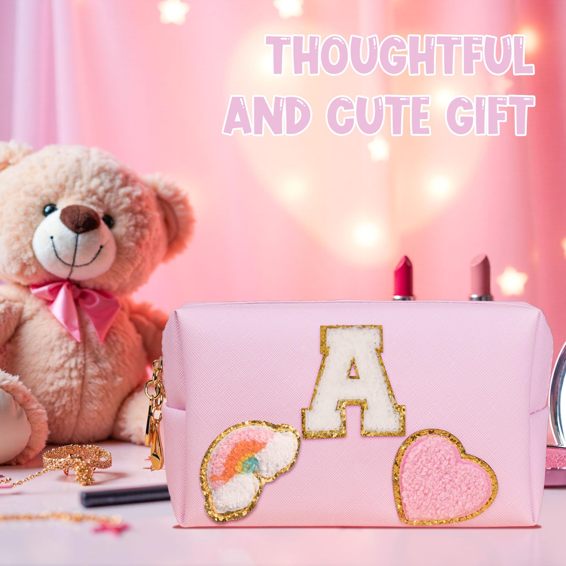 Elilier Preppy makeup bag medium-size fits standard cosmetics.