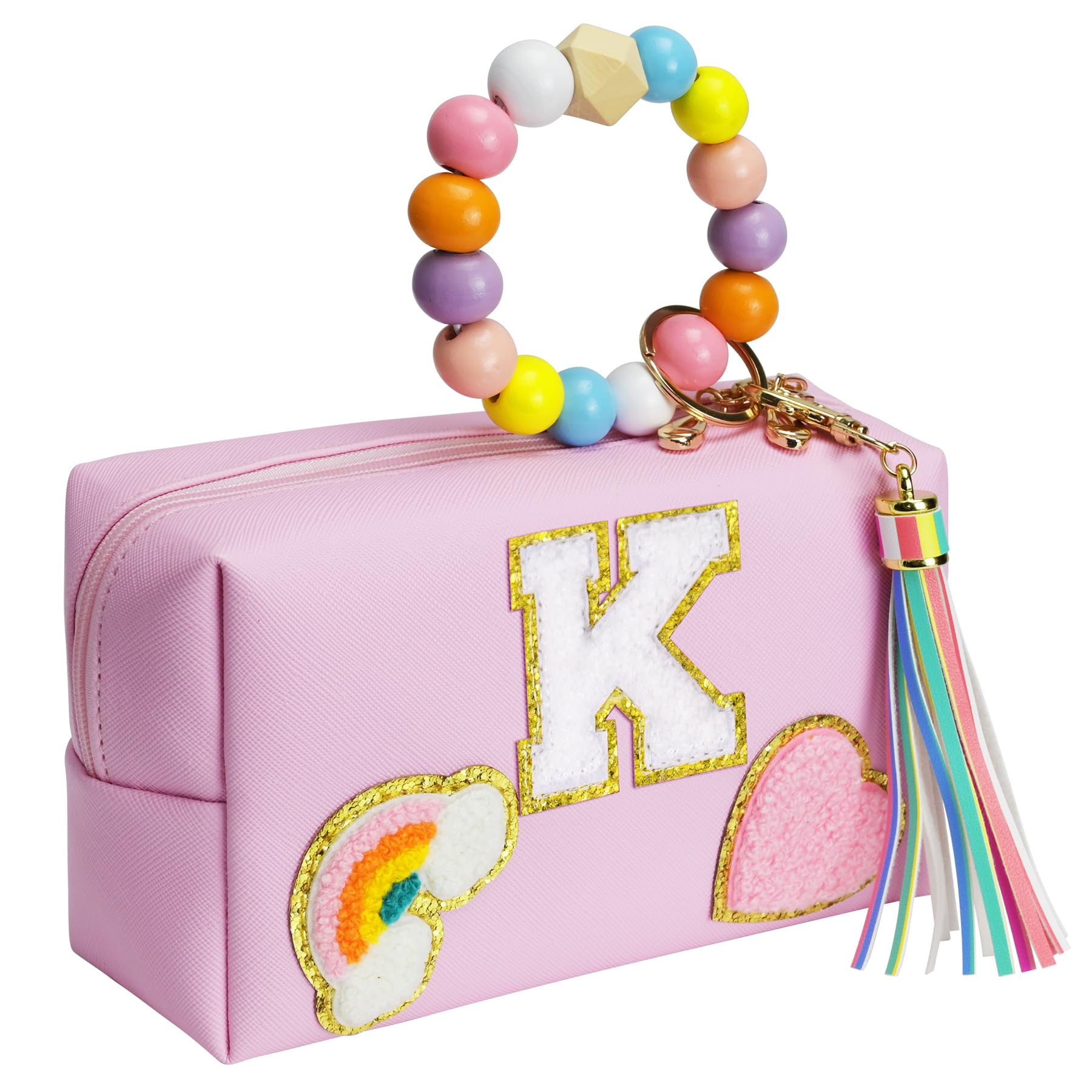 Elilier preppy patch makeup bag front view adds everyday style