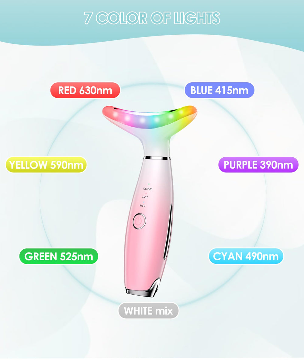 ELISHINE 7 Color Neck Face Massager in use on face shows gentle vibrations for revitalizing routines