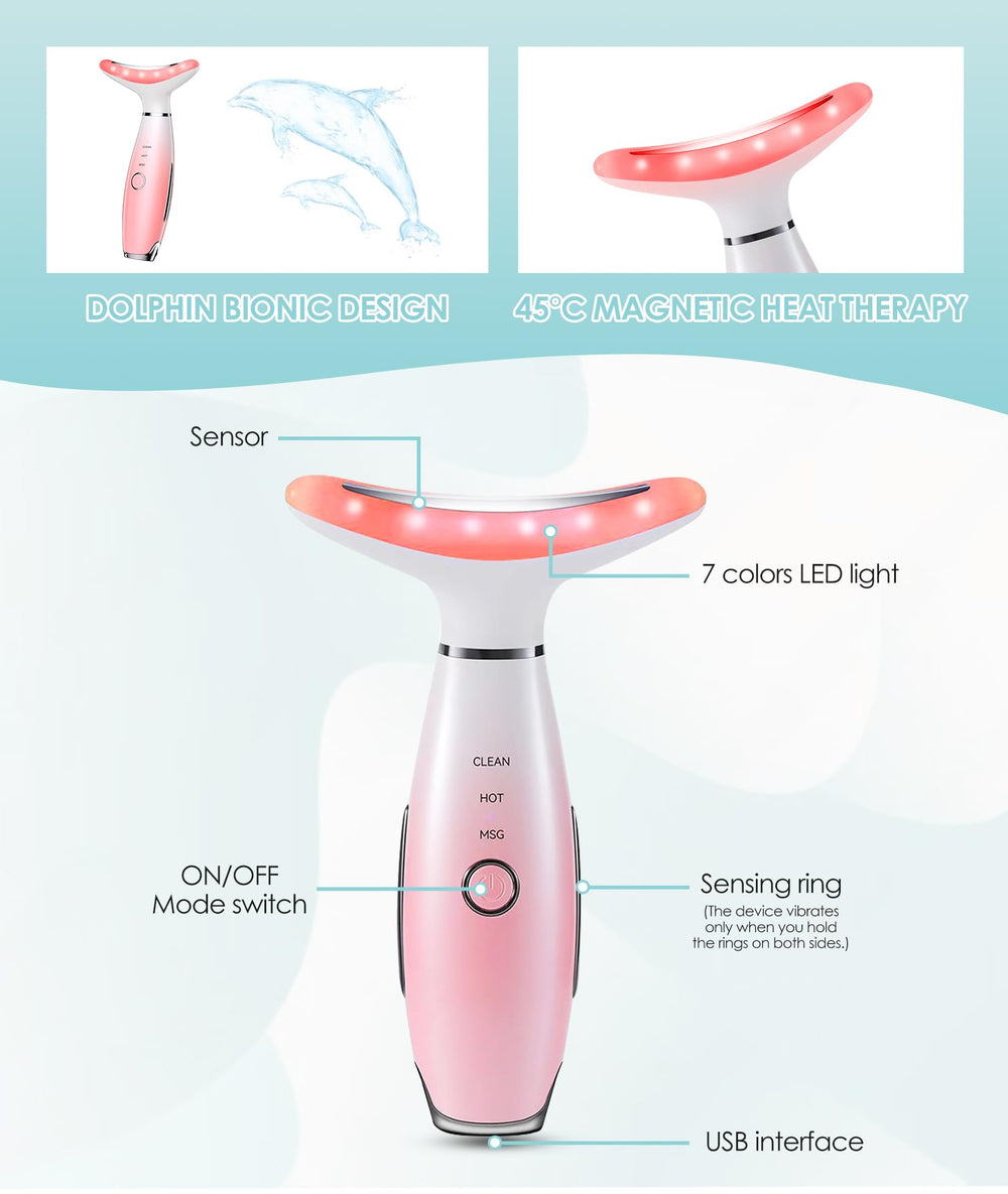 ELISHINE 7 Color Neck Face Massager neck area use demonstrates targeting delicate areas around the jawline
