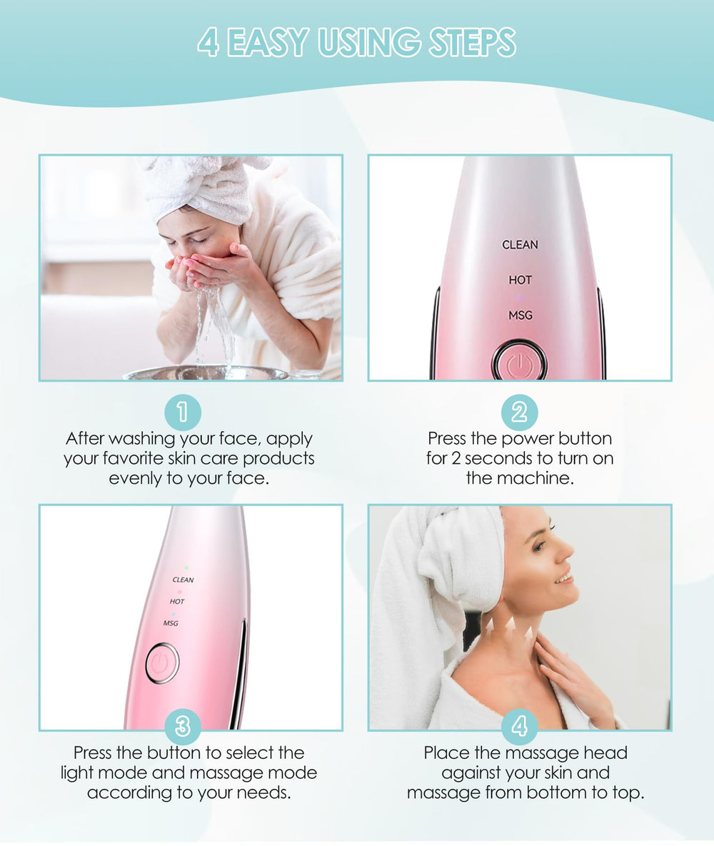 ELISHINE 7 Color Neck Face Massager USB-C charging port emphasizes convenient power on-the-go routines
