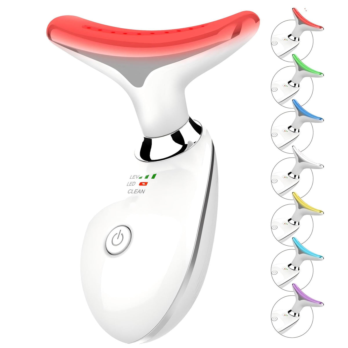 ELISHINE face-neck massager front view with seven-color LED therapy for smoother skin