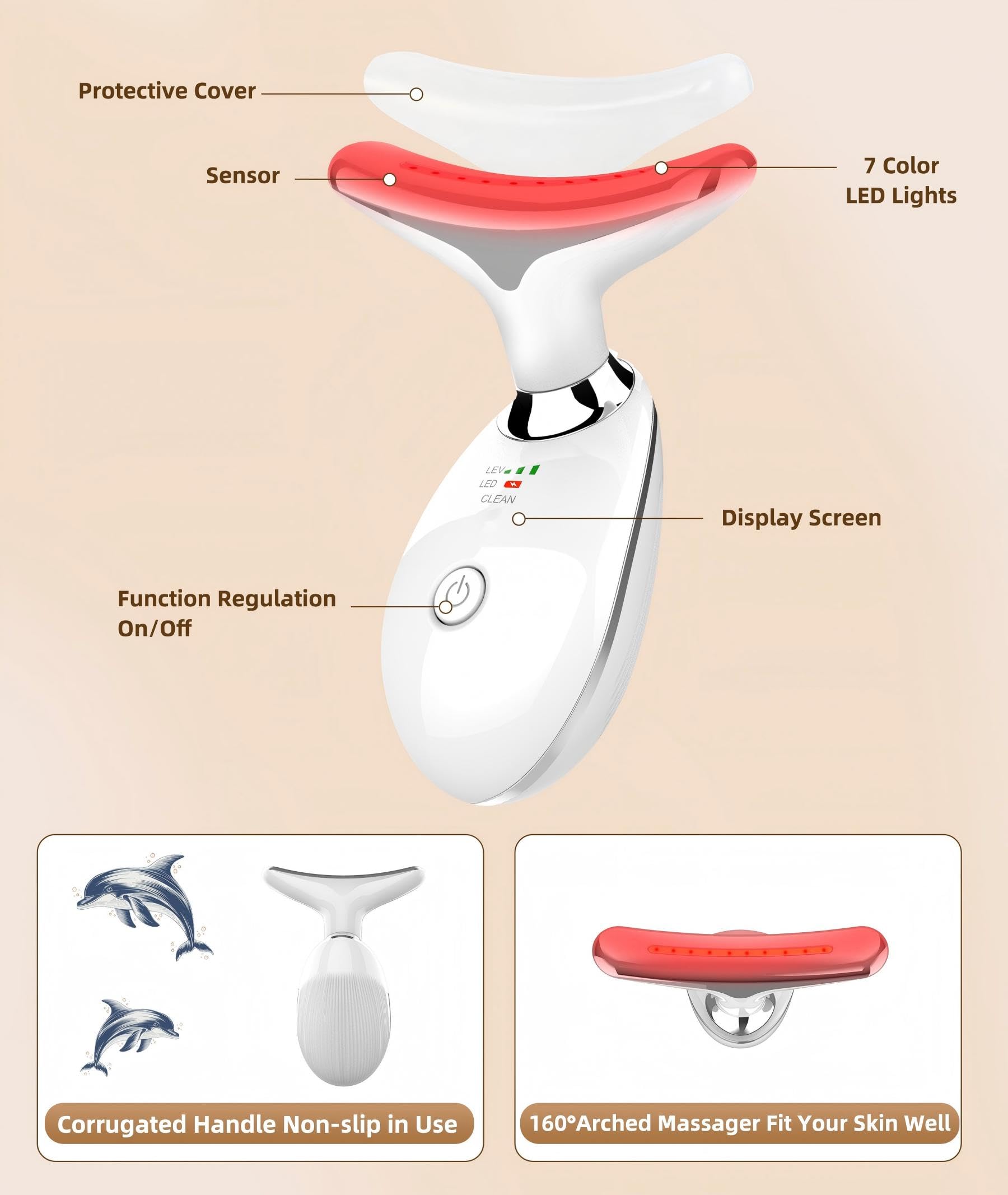 ELISHINE arched massage head close-up designed to contour jawline and neck