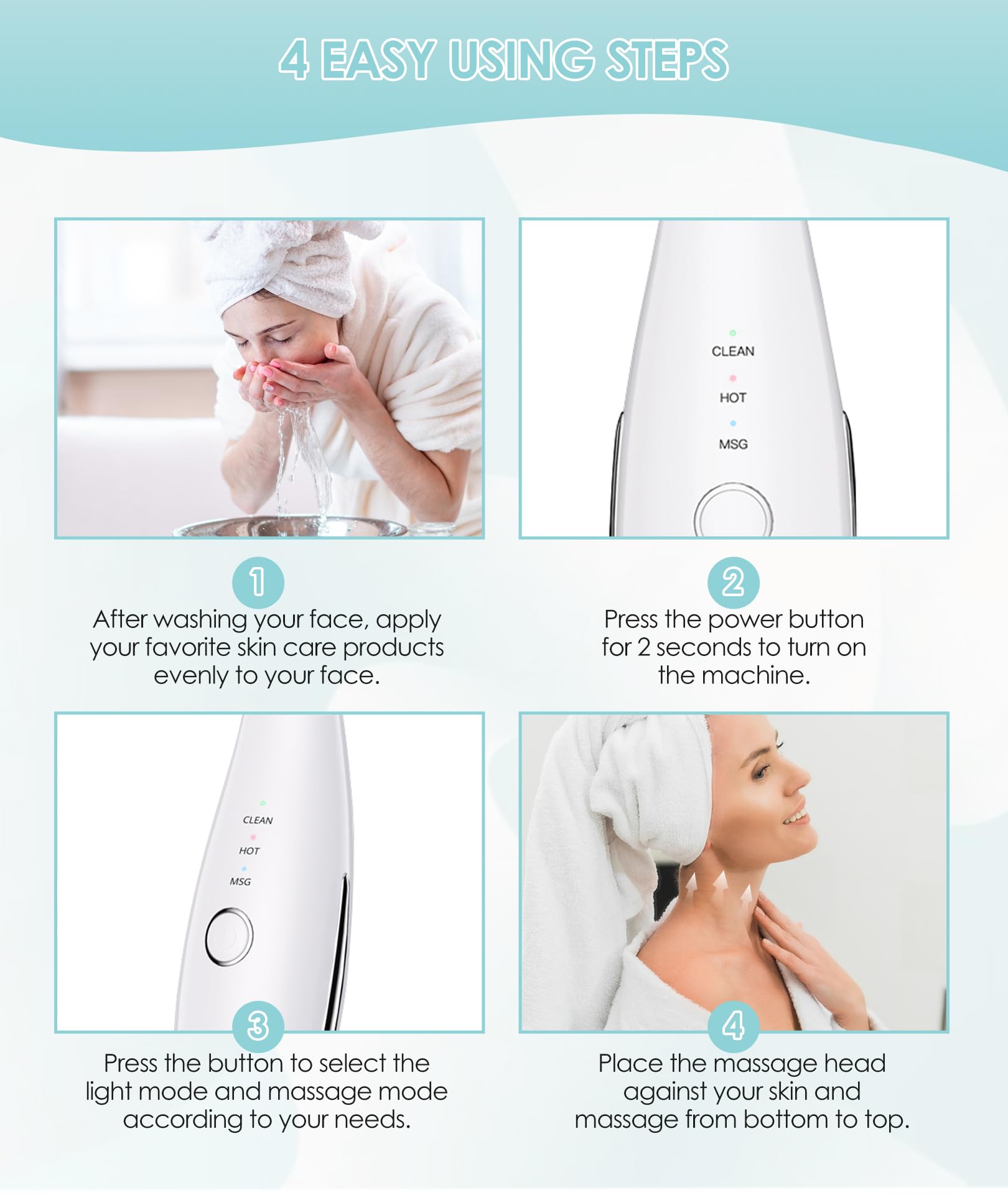 ELISHINE galvanic-therapy technology highlights at-home skin stimulation.