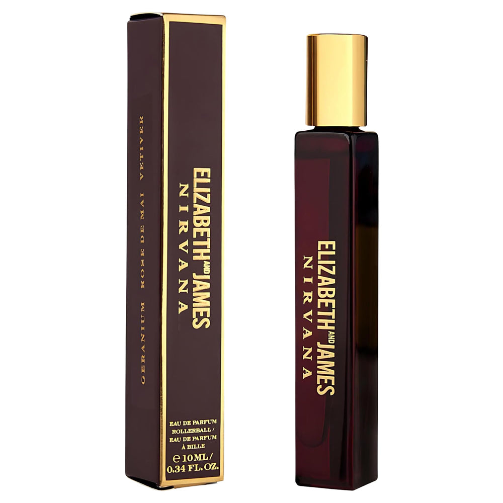 Elizabeth and James Nirvana Rose bottle shows compact travel size for daily wear