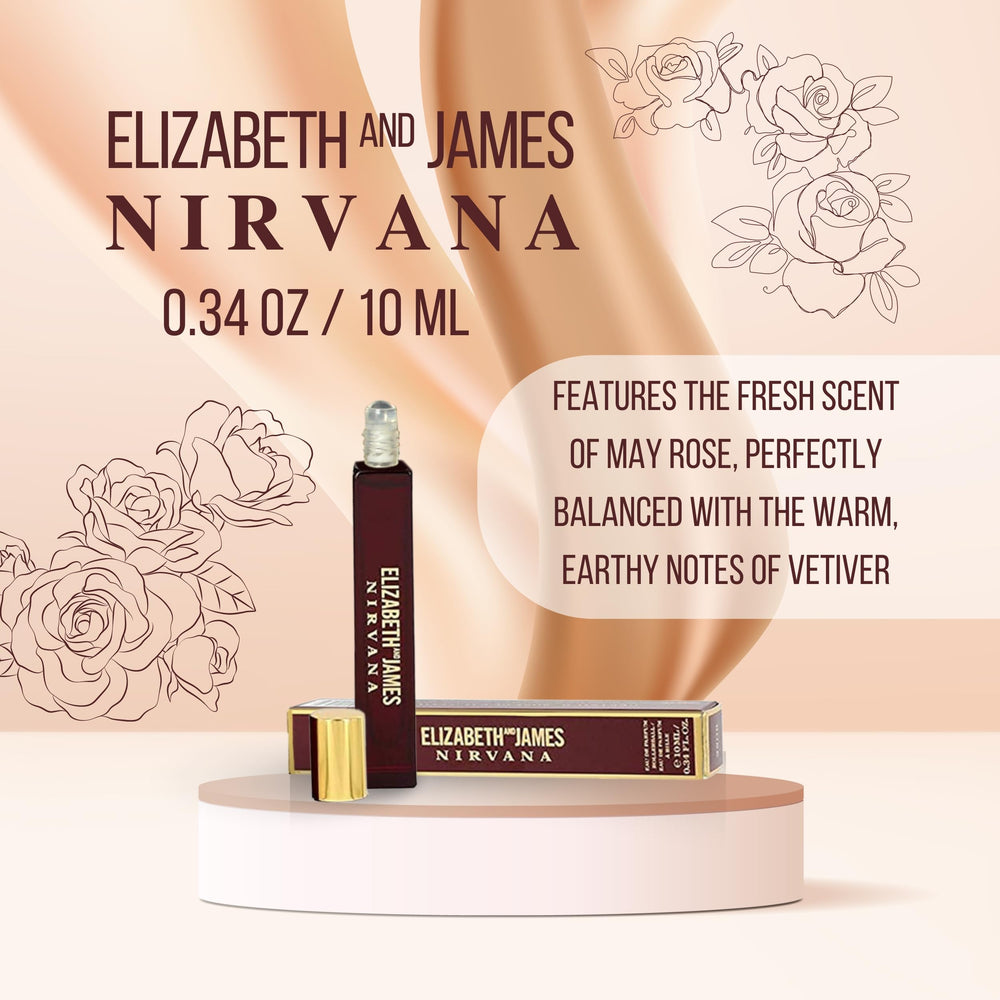 Elizabeth and James Nirvana Rose rollerball enables easy on-the-go reapplication