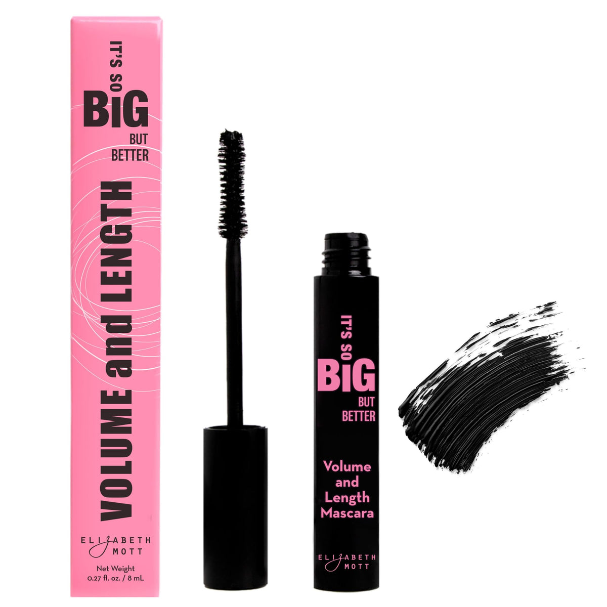 Elizabeth Mott Black Volumizing Mascara bottle ready for daily use