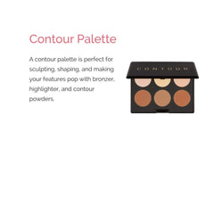 Elizabeth Mott bronzer contour palette three contour shades for sculpting cheekbones and jawline.