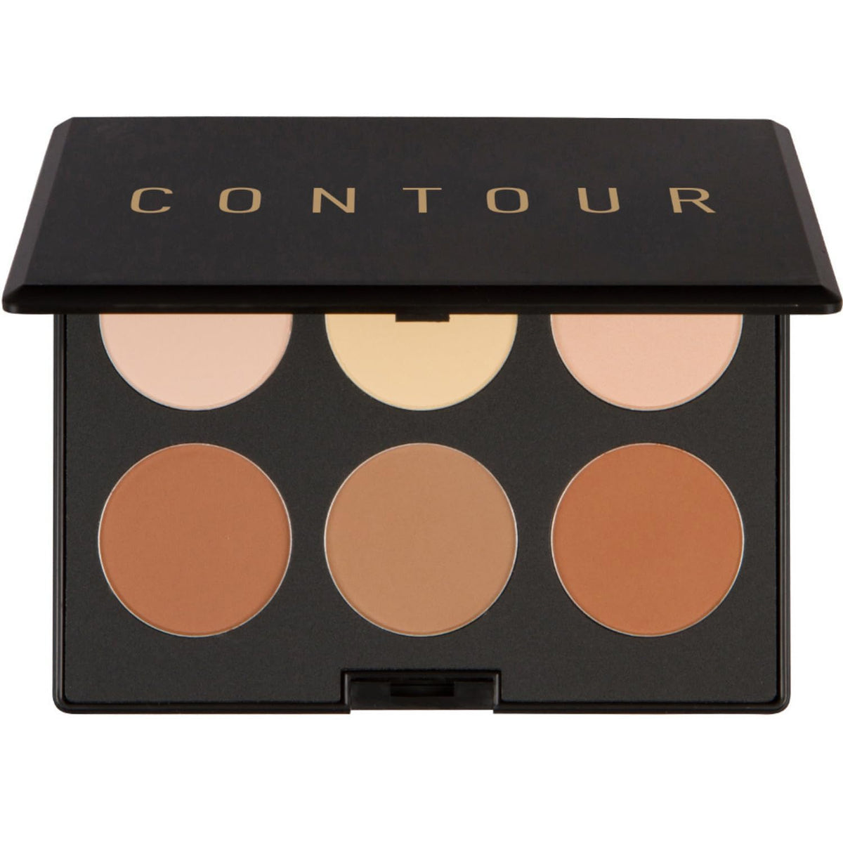 Elizabeth Mott bronzer contour palette packshot with six blendable shades for all skin tones.