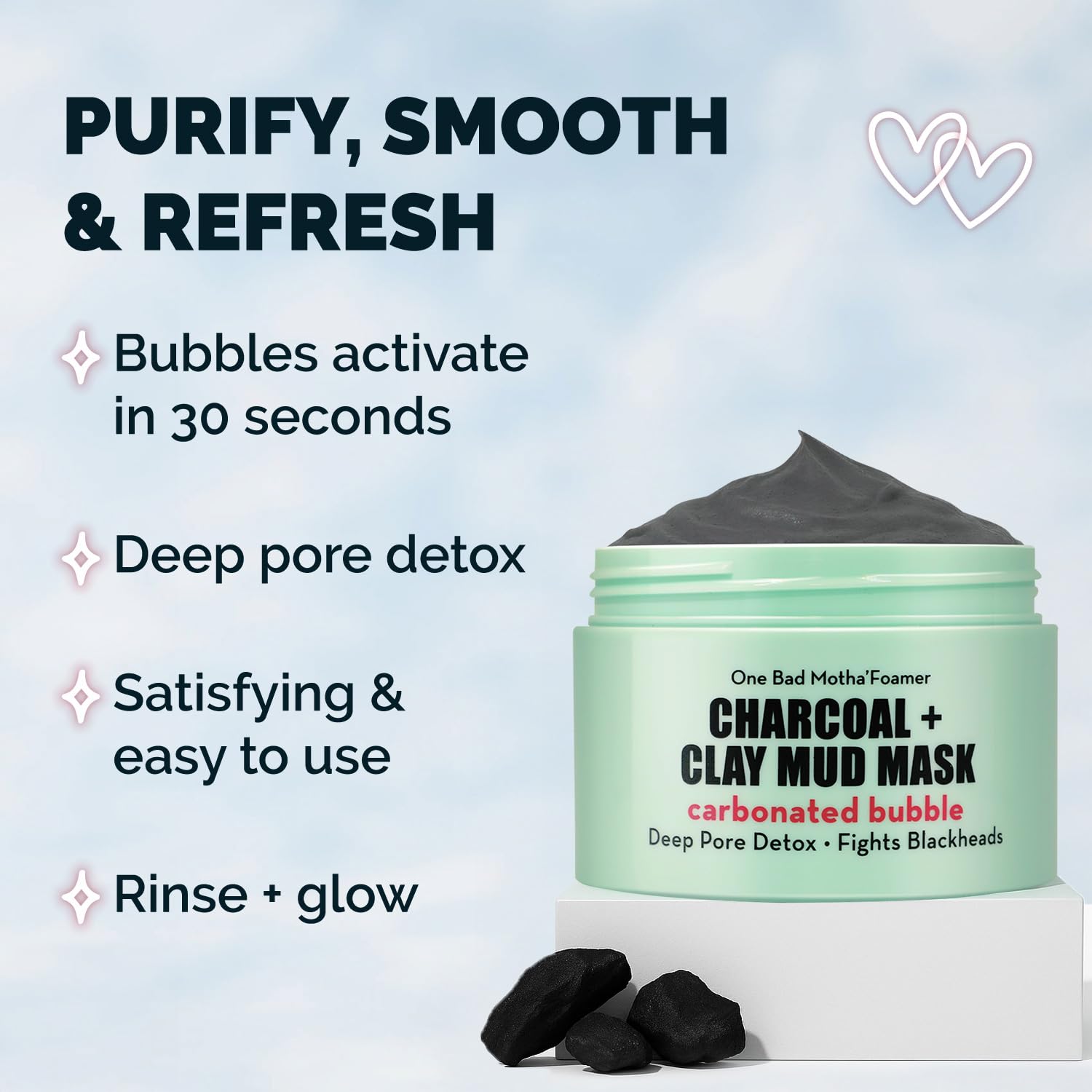 Elizabeth Mott clay exfoliation visual demonstrates kaolin clay smoothing for softer skin.