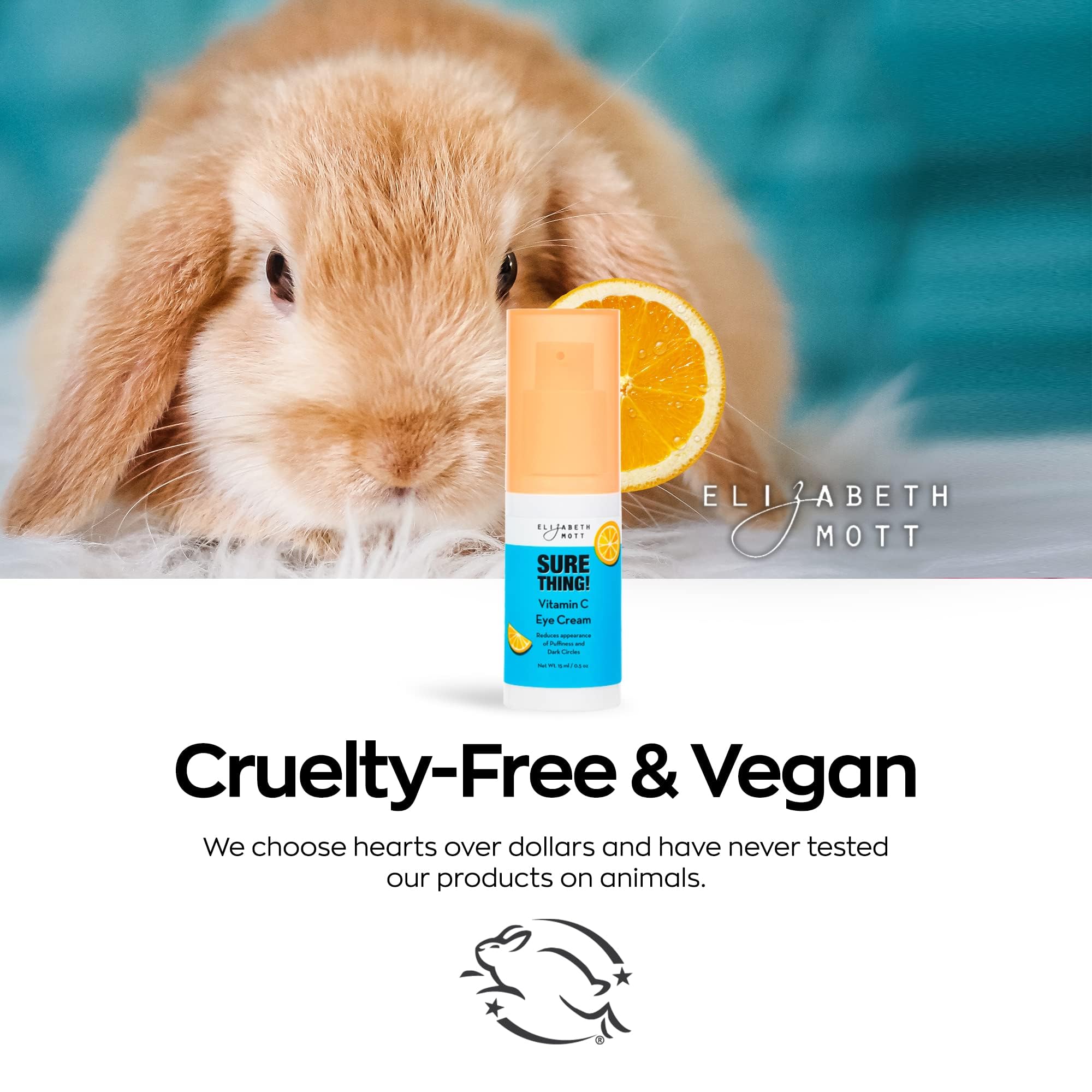 Elizabeth Mott Sure Thing Vitamin C Eye Cream fragrance-free packaging supports sensitive-skin use.