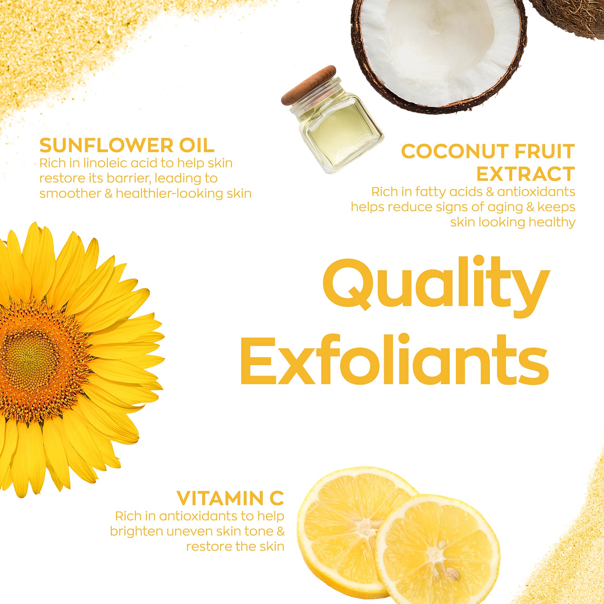 Elizabeth Mott Sure Thing Vitamin C Face Scrub packaging on vanity emphasizes vegan cruelty-free promise