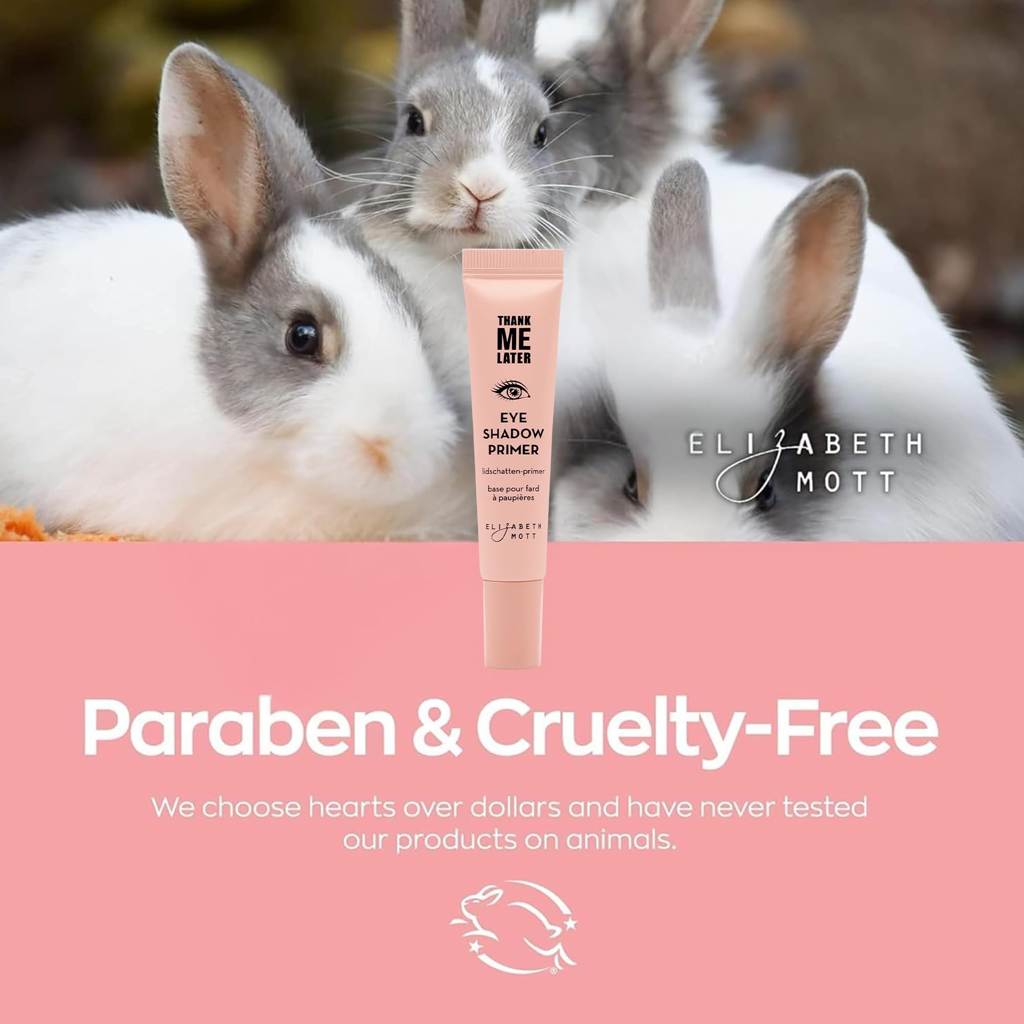 Elizabeth Mott Thank Me Later eye primer cruelty-free logo on packaging