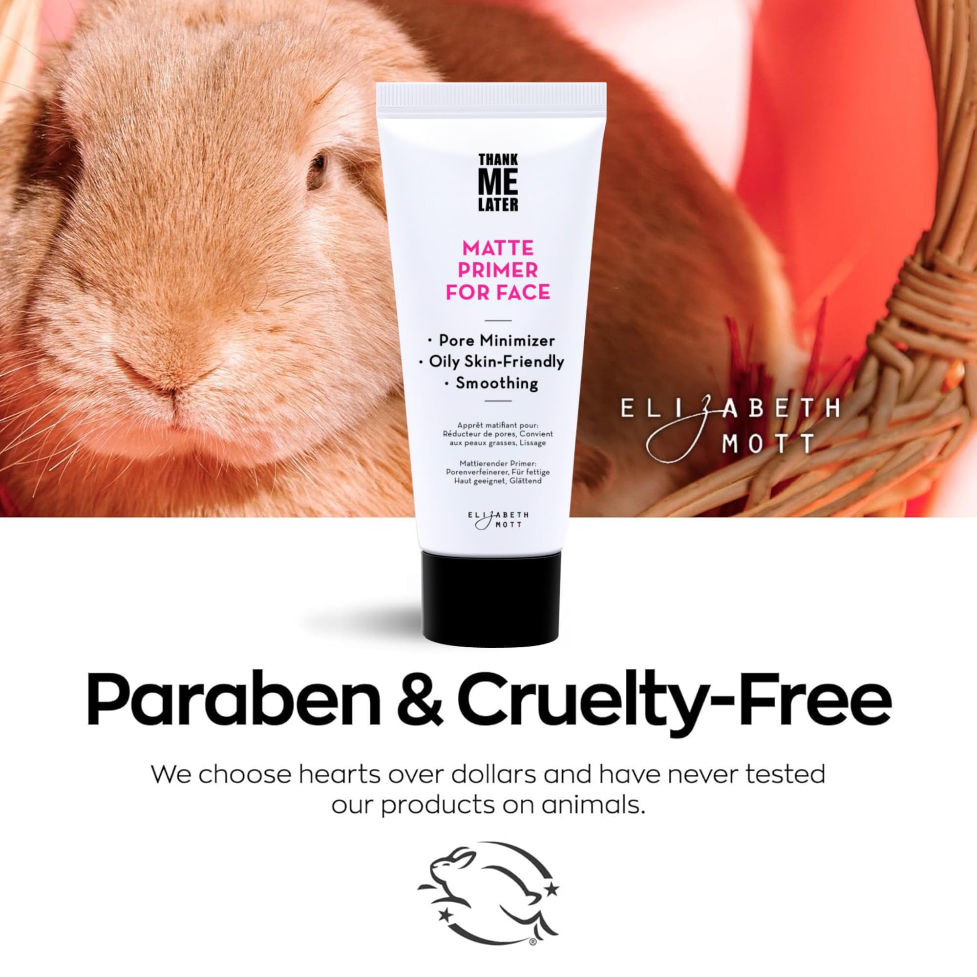 Elizabeth Mott Thank Me Later cruelty-free Leaping Bunny primer supports ethical beauty.
