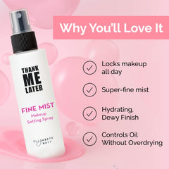 Elizabeth Mott Thank Me Later bottle close-up highlights niacinamide-infused formula for vibrant skin.