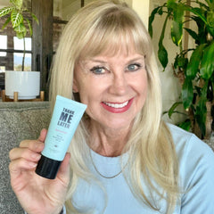 Elizabeth Mott Thank Me Later Primer SPF30 tube close-up highlights a lightweight, sheer formula for quick prep.
