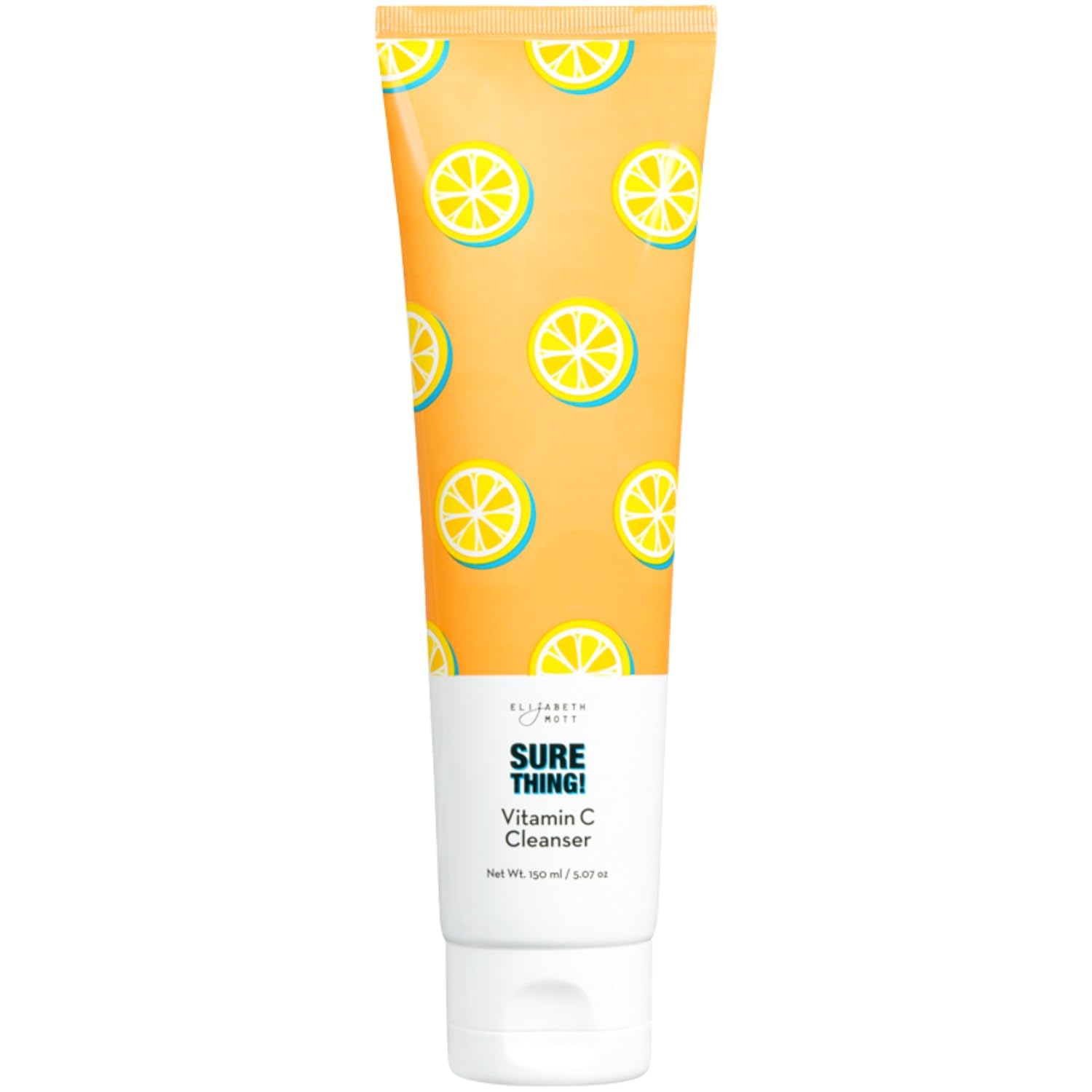 Elizabeth Mott Vitamin C Facial Cleanser bottle pour for gentle makeup removal and hydration.