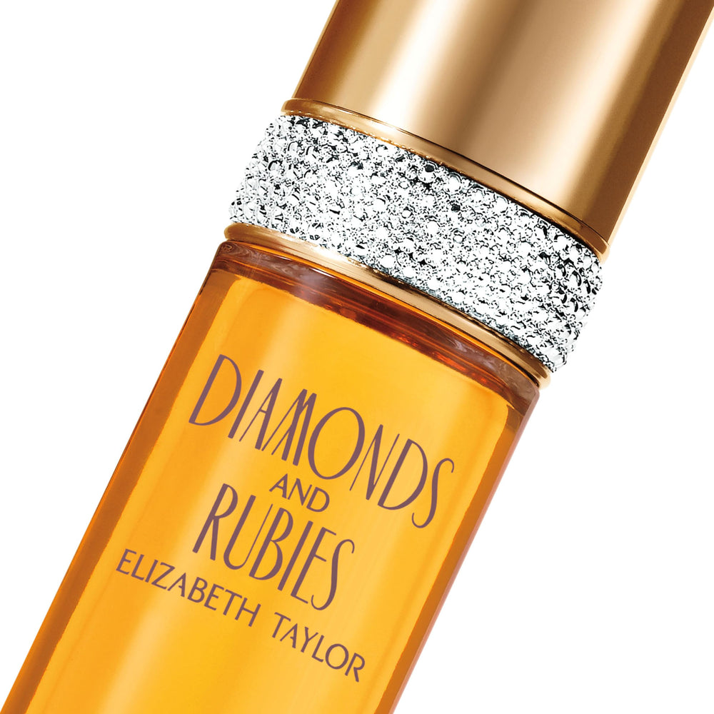 Elizabeth Taylor Diamonds and Rubies cap closeup—premium design matches luxury scent.