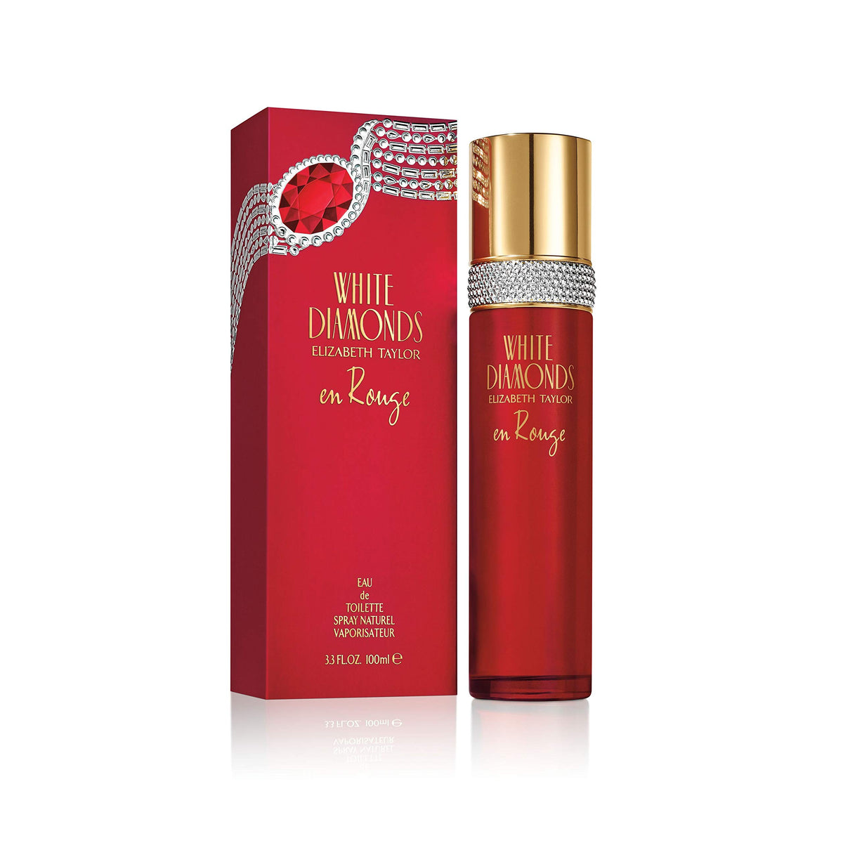 Elizabeth Taylor White Diamonds En Rouge bottle front — classic fragrance for daily confidence