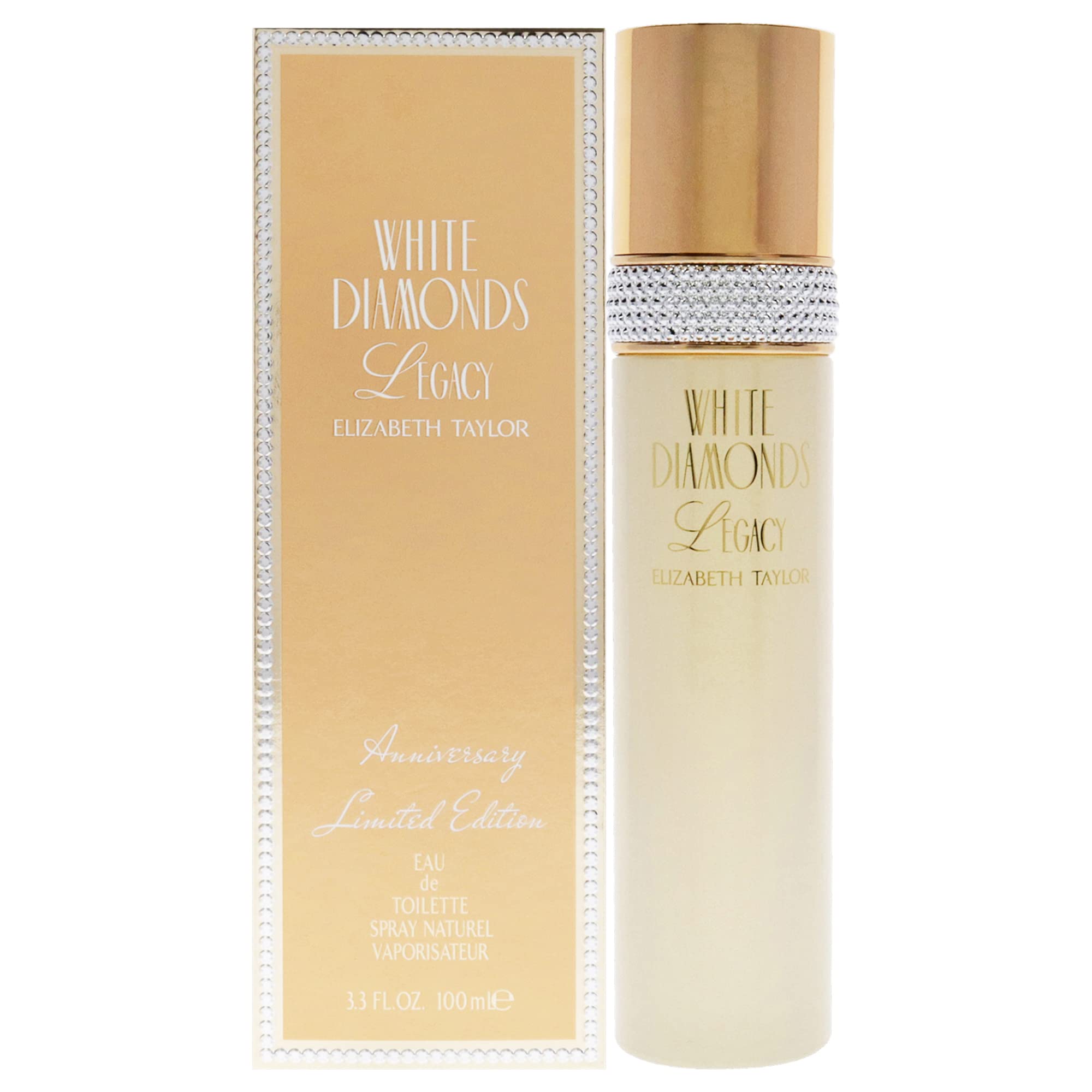 Elizabeth Taylor White Diamonds Legacy bottle front conveys timeless elegance for evening wear